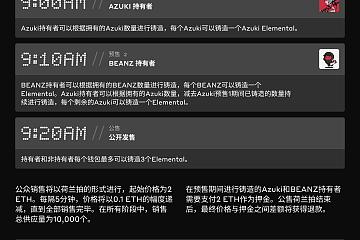 Azuki公布Elementals销售时间表，分为Azuki持有者、BEANZ持有者与公开销售三阶段