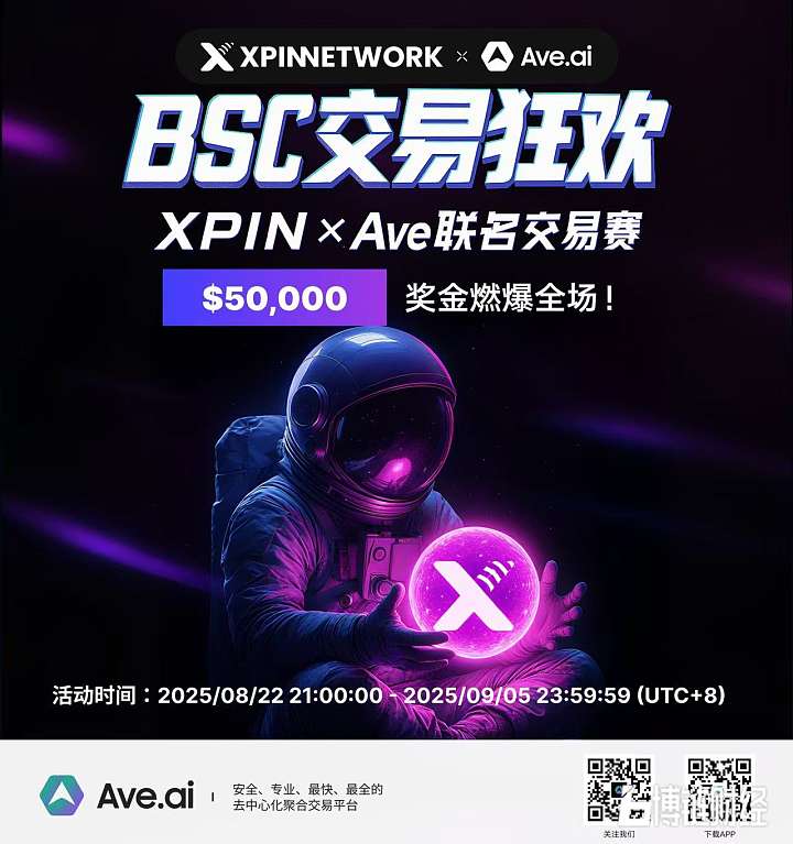 Ave.ai联合DePIN项目XPIN推出交易赛，5万U奖池8月22日开启